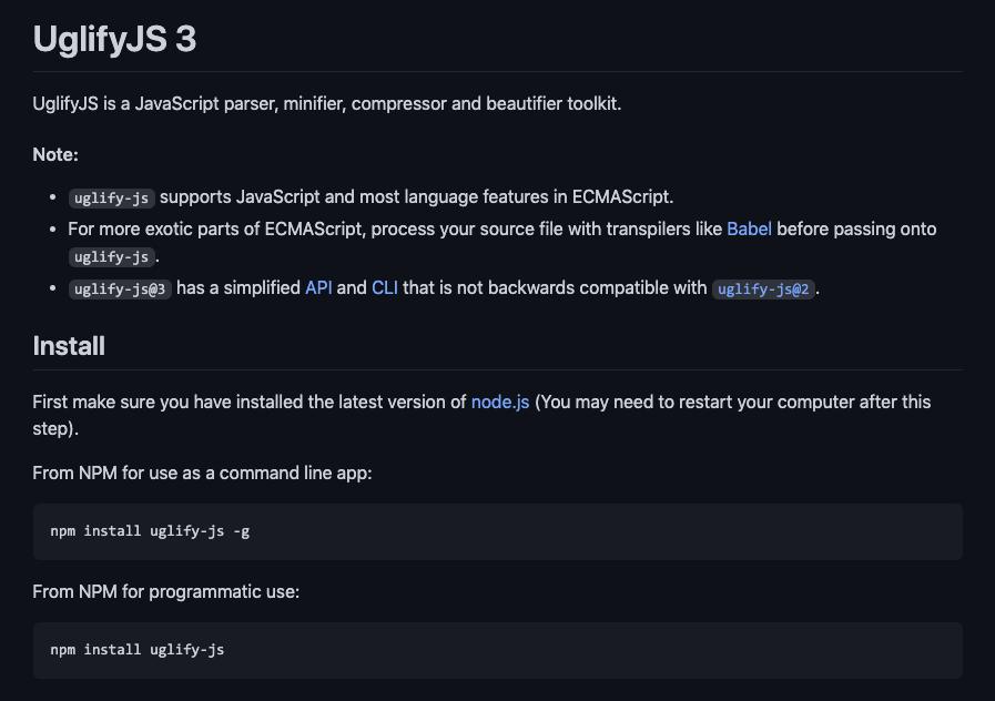 UglifyJS 3 - JavaScript 軽量化 (難読化) 入門